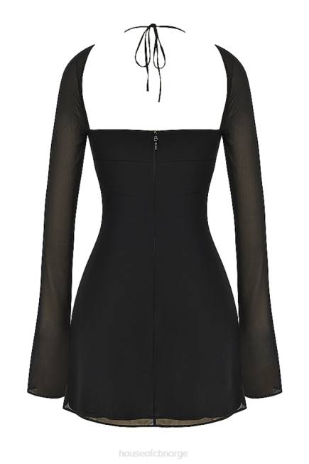 klær babydoll svart chiffon grime mini kjole House of CB J6RL510