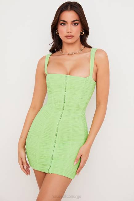 klær cate lime ruched minikjole i netting House of CB J6RL540