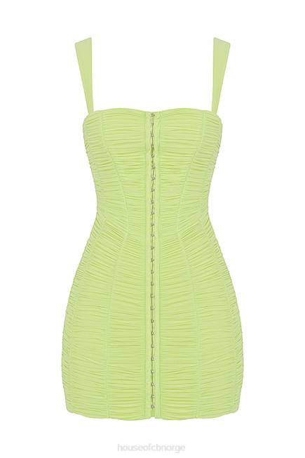 klær cate lime ruched minikjole i netting House of CB J6RL540