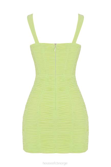 klær cate lime ruched minikjole i netting House of CB J6RL540