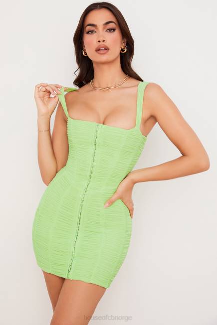 klær cate lime ruched minikjole i netting House of CB J6RL540