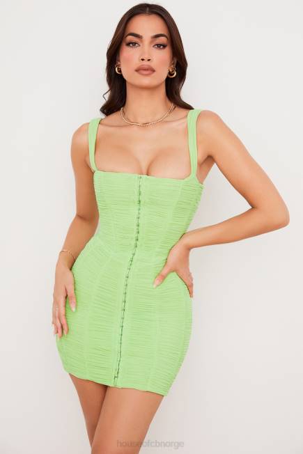 klær cate lime ruched minikjole i netting House of CB J6RL540