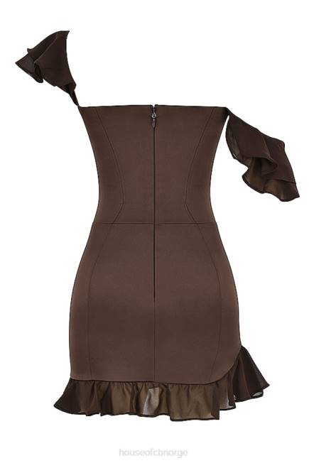 klær dionne espresso volang korsett minikjole House of CB J6RL416