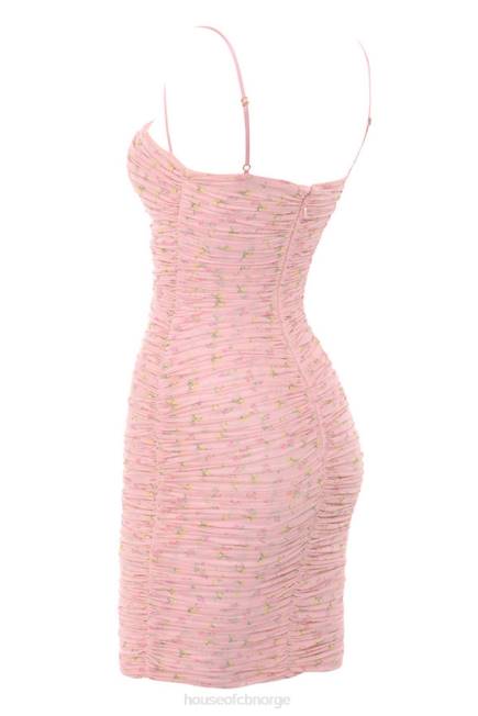 klær ella rosa floral rynket organza mesh minikjole House of CB J6RL618