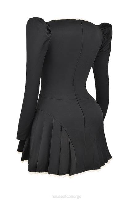 klær larisa sort & krem ​​plissert minikjole House of CB J6RL161