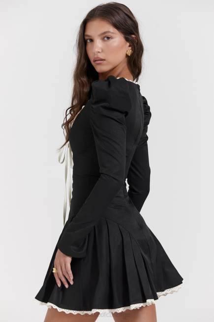 klær larisa sort & krem ​​plissert minikjole House of CB J6RL161