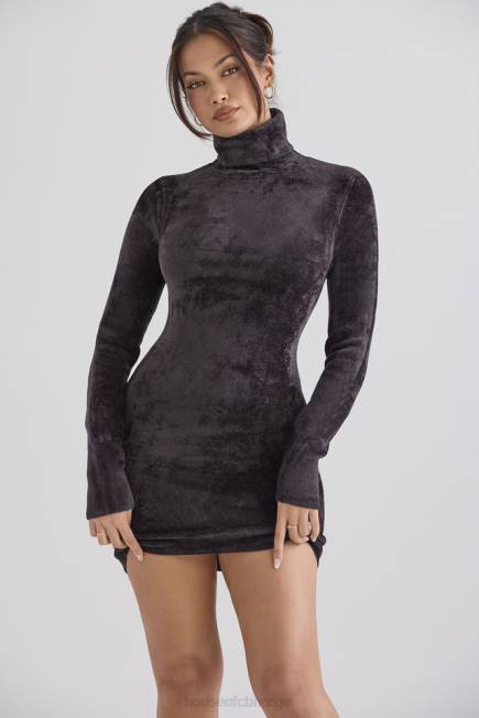 klær taya charcoal chenille minikjole House of CB J6RL314