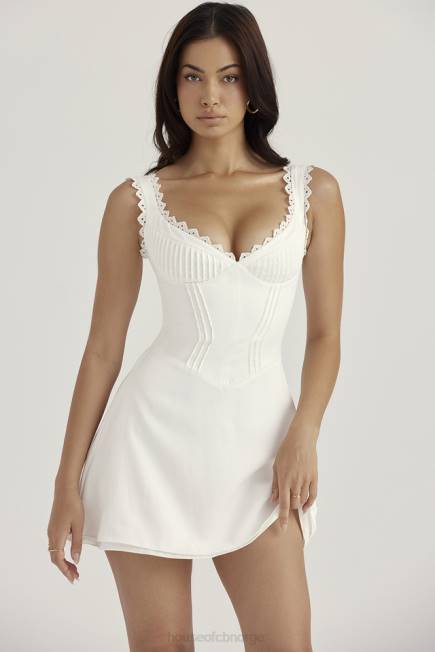 klær tilly hvit pin tuck minikjole House of CB J6RL399