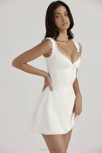 klær tilly hvit pin tuck minikjole House of CB J6RL399
