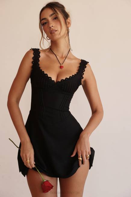 klær tilly svart pin tuck minikjole House of CB J6RL231