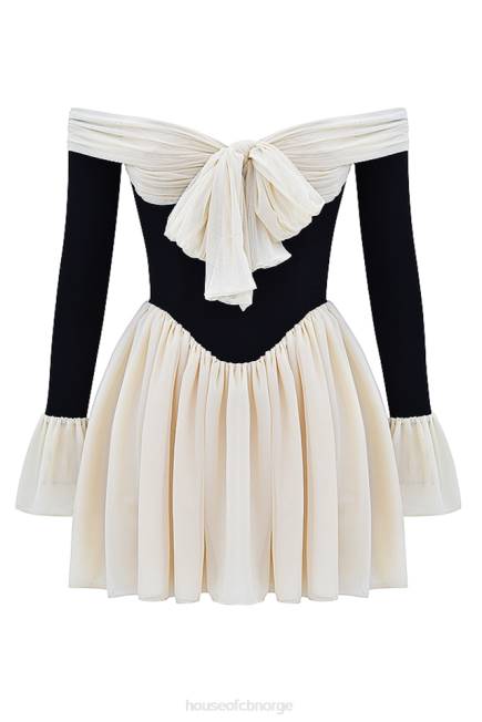 klær alana svart & krem ​​off shoulder kjole House of CB J6RL124