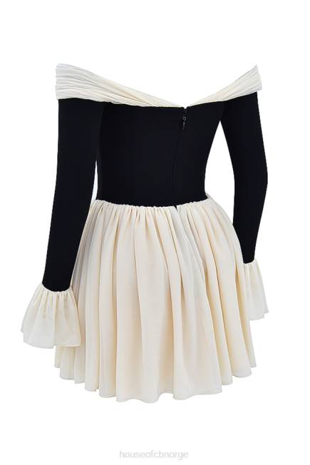 klær alana svart & krem ​​off shoulder kjole House of CB J6RL124