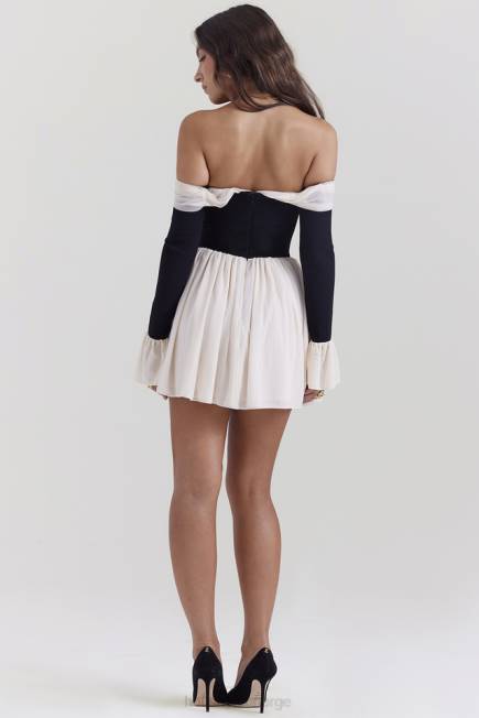 klær alana svart & krem ​​off shoulder kjole House of CB J6RL124