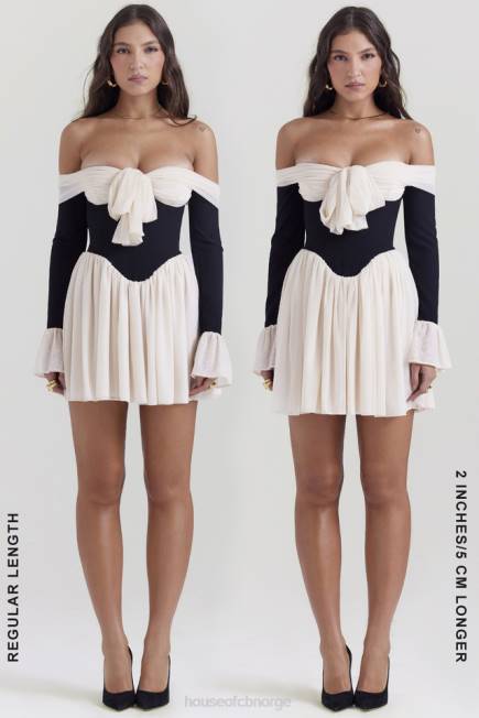 klær alana svart & krem ​​off shoulder kjole House of CB J6RL124
