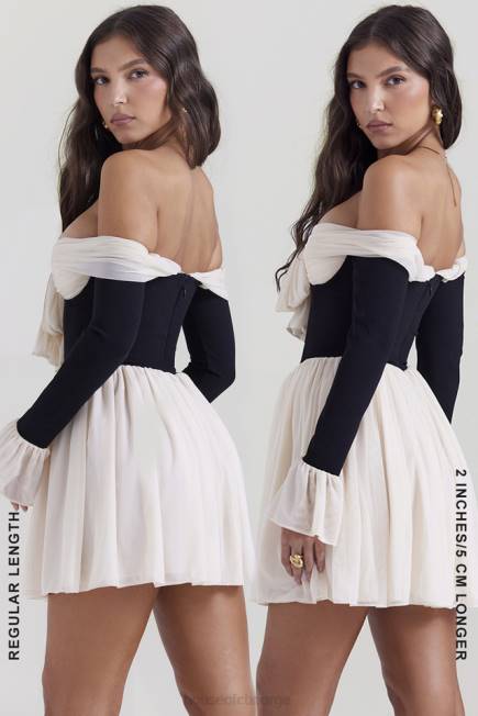 klær alana svart & krem ​​off shoulder kjole House of CB J6RL124
