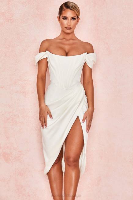 klær loretta ivory sateng off shoulder kjole House of CB J6RL625