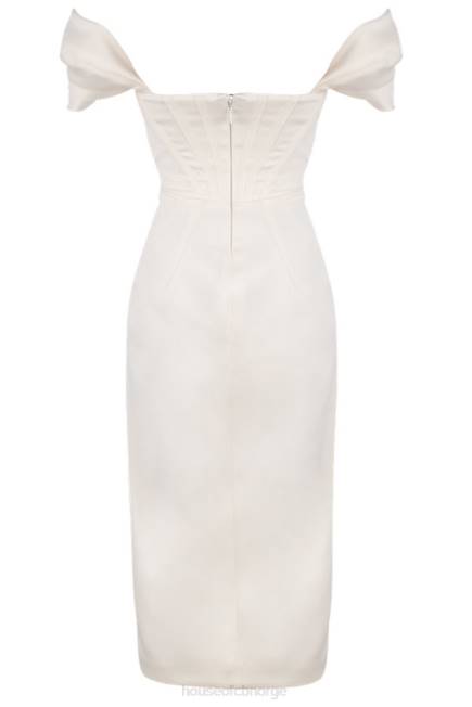 klær loretta ivory sateng off shoulder kjole House of CB J6RL625