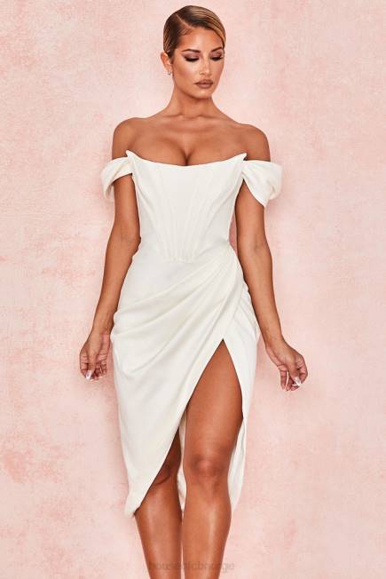 klær loretta ivory sateng off shoulder kjole House of CB J6RL625