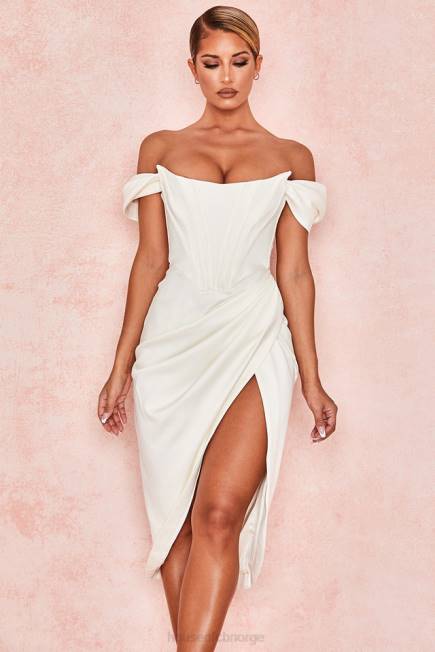 klær loretta ivory sateng off shoulder kjole House of CB J6RL625