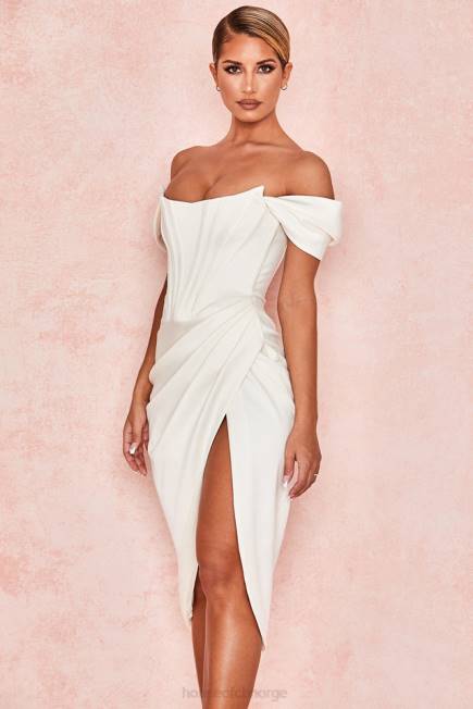 klær loretta ivory sateng off shoulder kjole House of CB J6RL625