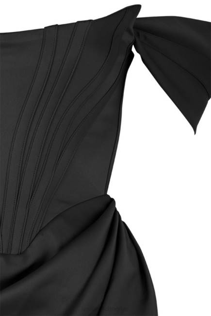 klær loretta svart sateng off shoulder kjole House of CB J6RL626