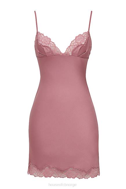 klær nia rose rosa sateng- og blondekjole House of CB J6RL369