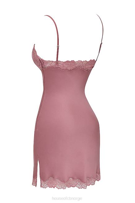 klær nia rose rosa sateng- og blondekjole House of CB J6RL369