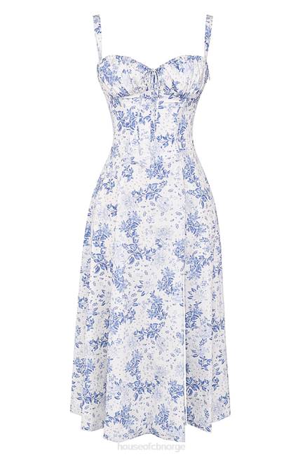 klær carmen blå print bustier sundress House of CB J6RL260