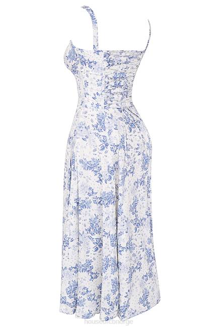 klær carmen blå print bustier sundress House of CB J6RL260