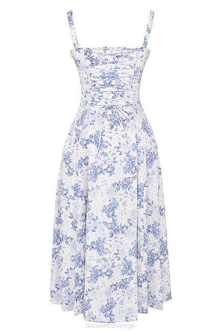 klær carmen blå print bustier sundress House of CB J6RL260
