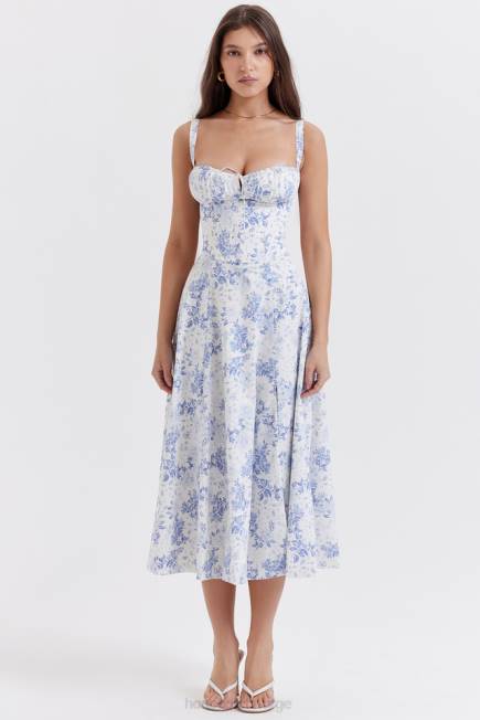 klær carmen blå print bustier sundress House of CB J6RL260