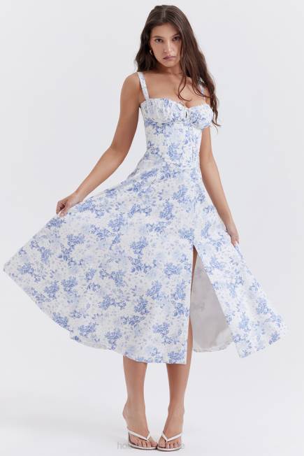 klær carmen blå print bustier sundress House of CB J6RL260
