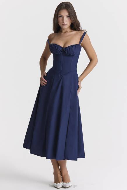 klær carmen fransk marineblå bustier sundress House of CB J6RL286