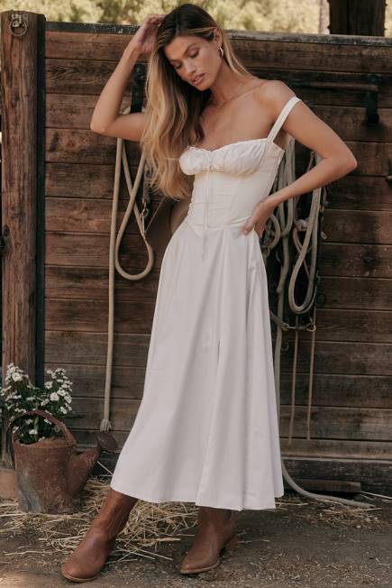klær carmen hvit bustier sundress House of CB J6RL201