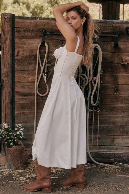 klær carmen hvit bustier sundress House of CB J6RL201