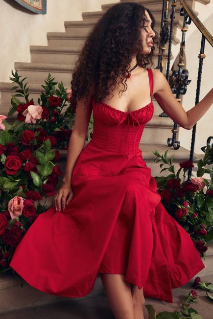 klær carmen rød rose bustier sundress House of CB J6RL292