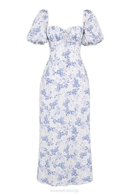 klær felizia sundress med blått trykk med puffermer House of CB J6RL256
