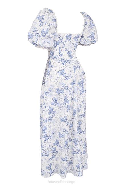 klær felizia sundress med blått trykk med puffermer House of CB J6RL256