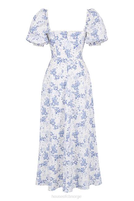 klær felizia sundress med blått trykk med puffermer House of CB J6RL256