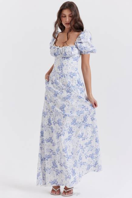 klær felizia sundress med blått trykk med puffermer House of CB J6RL256