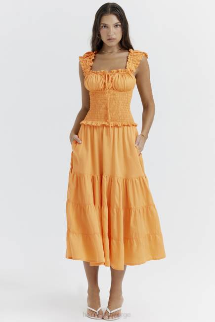 klær phedra tangerine rynket sundress House of CB J6RL203