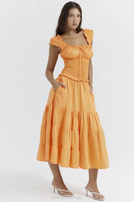 klær phedra tangerine rynket sundress House of CB J6RL203