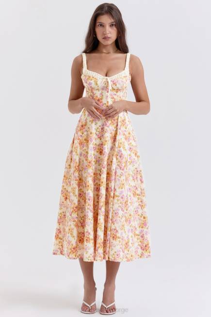 klær sabrina bustier sundress med elfenbenstrykk House of CB J6RL255
