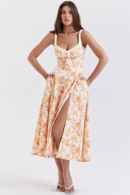 klær sabrina bustier sundress med elfenbenstrykk House of CB J6RL255