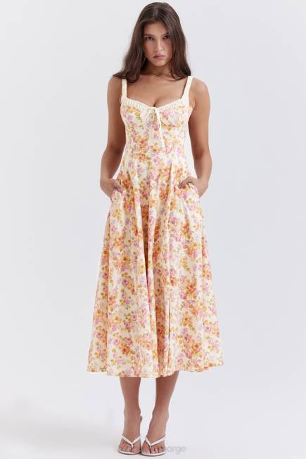 klær sabrina bustier sundress med elfenbenstrykk House of CB J6RL255