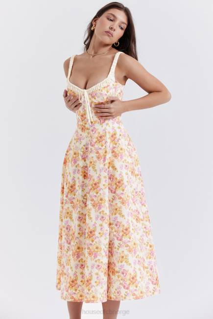 klær sabrina bustier sundress med elfenbenstrykk House of CB J6RL255
