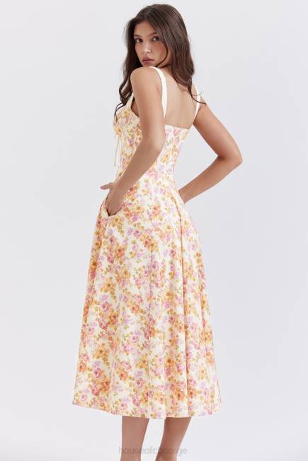 klær sabrina bustier sundress med elfenbenstrykk House of CB J6RL255