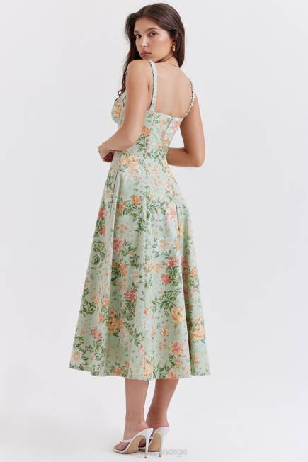 klær sabrina light jade print bustier sundress House of CB J6RL249