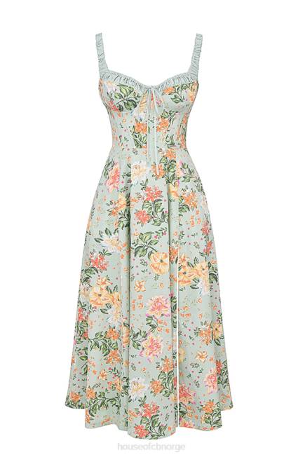 klær sabrina light jade print bustier sundress House of CB J6RL249