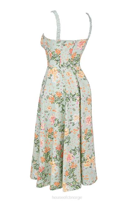 klær sabrina light jade print bustier sundress House of CB J6RL249